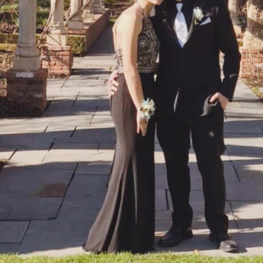 Gorgeous black prom dress with silver beading